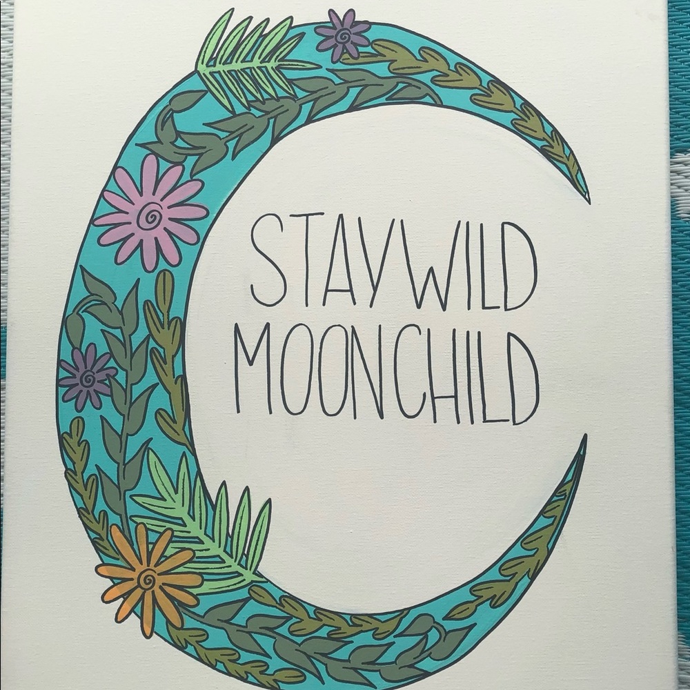 Hand painted Canvas Moon Child